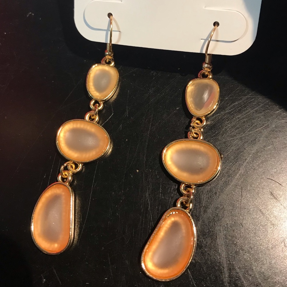 Semi-translucent stone dangle earrings